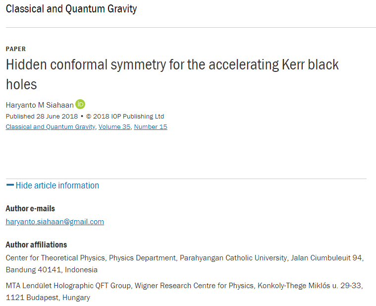 Ternyata “lubang hitam” ganda yang saling dipercepat juga holografik (Narasumber: Haryanto M. Siahaan, Ph.D.)