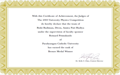 Mahasiswa Fisika Raih Medali Perunggu di University Physics Competition (UPC) 2019
