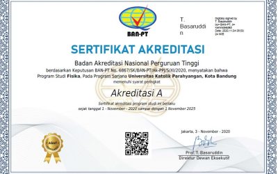 Program Studi Fisika UNPAR Kembali Meraih Akreditasi A