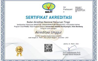 Akreditasi Unggul Prodi Fisika UNPAR